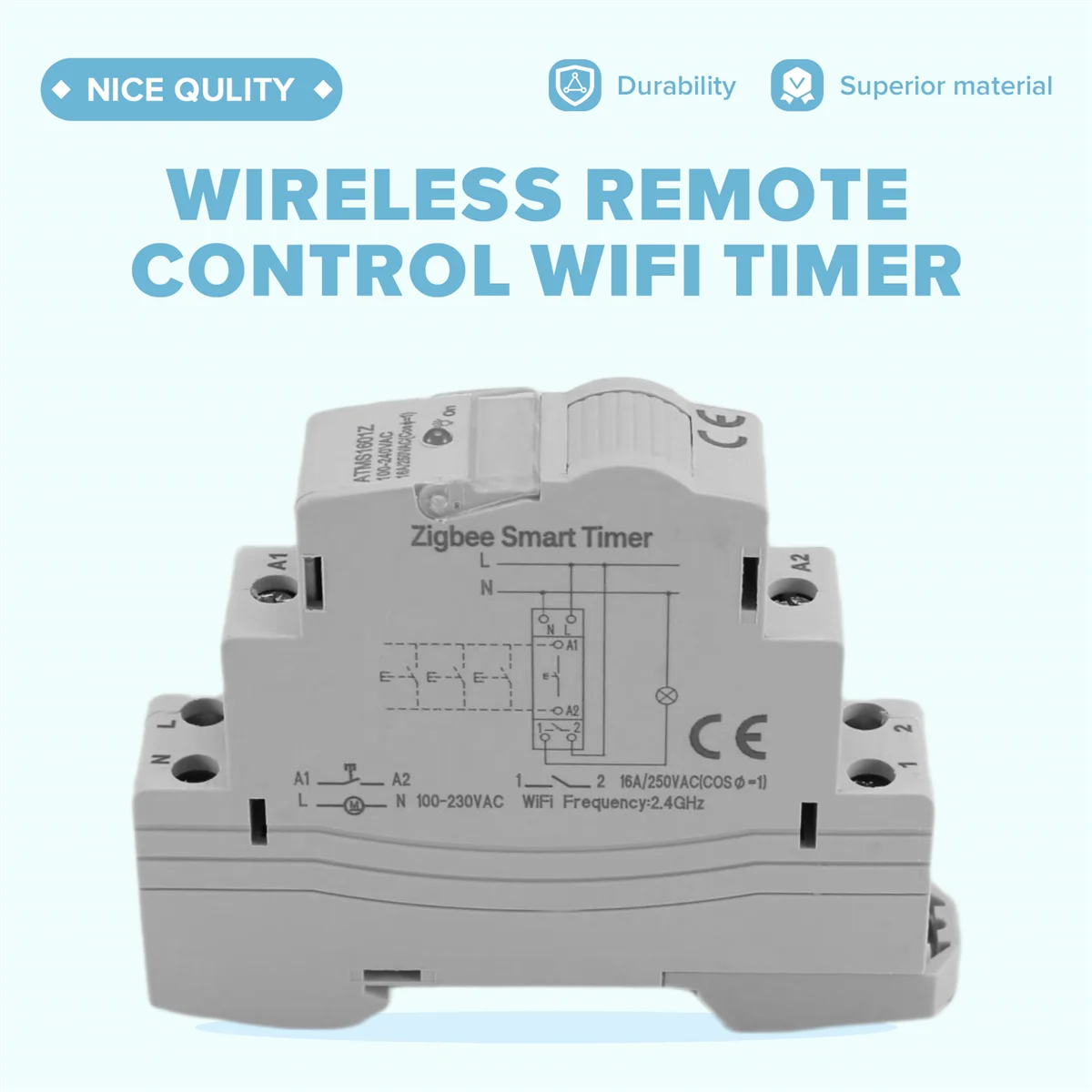 AAA87 Tuya Smart Life ZigBee Circuit Breaker Din Rail 1P Single Pole Dry Contact Timer Relay App Remote Control Smart Timer