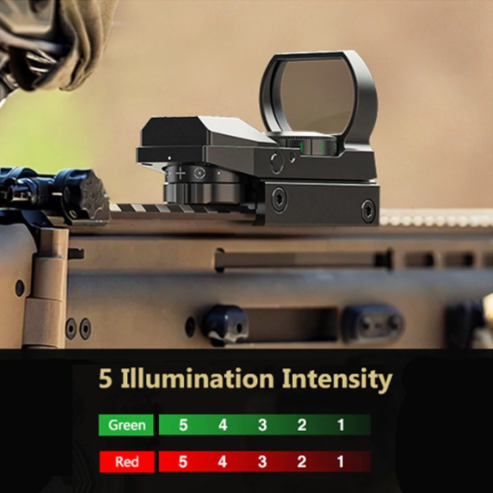 Red dot sight installed on a 20mm rail system