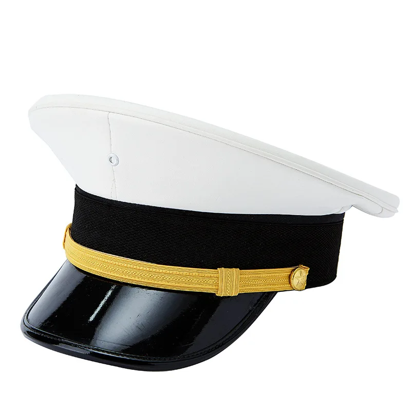 Security Apparel Accessories Guard Hat Cap Men Military Captain Flat Top Stage Hat Women Police Cotton 1 Piece 54-60Cm yacht captain hat women military hat mens hat