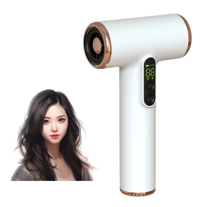 Wireless Hair Dryer USB Cordless Portable Travel Rechargeable 3 Gears Strong Wind Low Noise Lcd