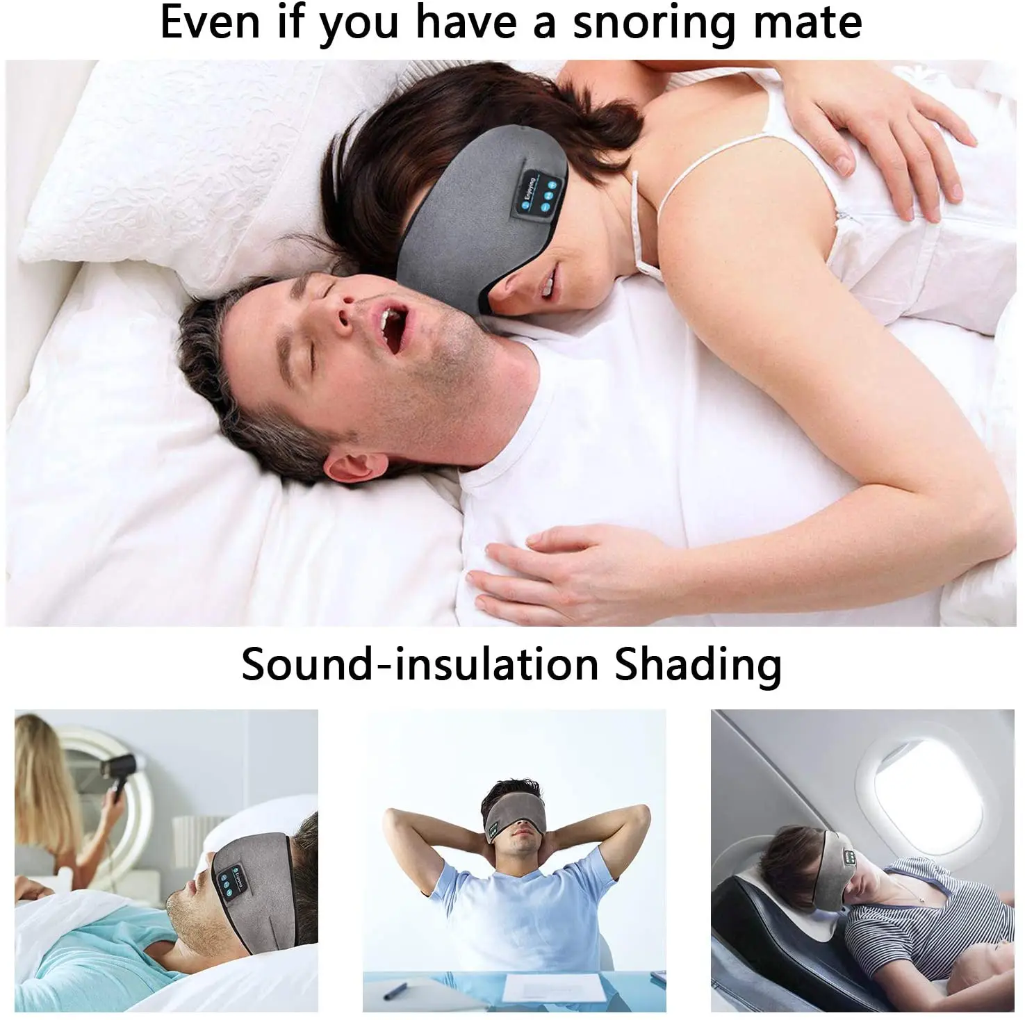 Bluetooth 5.0 Wireless 3D Sleep Mask Stereo Sleeping Eye Mask Headband Music Sleep Aid Soft Blindfold Bandage Eyes Cover Patch