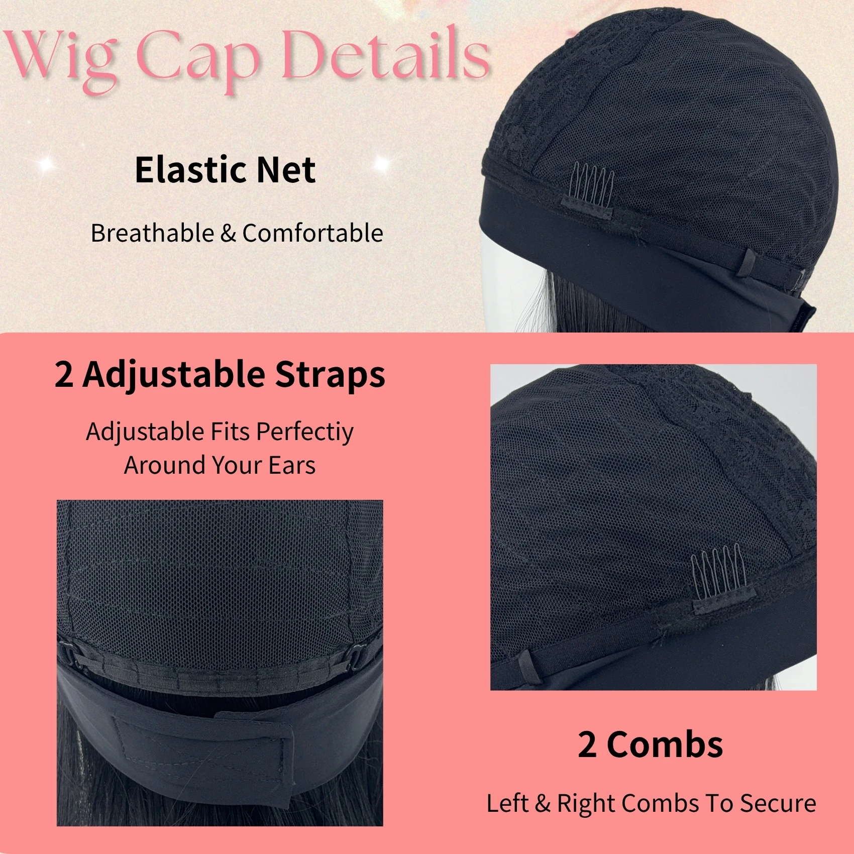 Women's Headband Wig, Black Straight Synthetic Hair, No-Glue Headband Wig, Suitable for Black Women 5