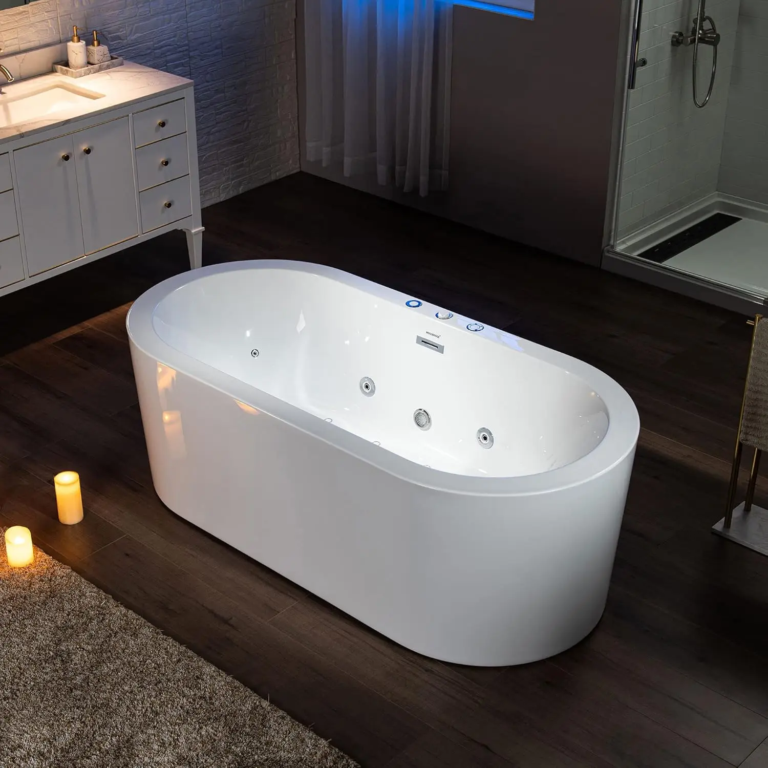 Whirlpool Water Jetted and Air Bubble Freestanding Heated Soaking Combination Bathtub Air Massage High Performance Pump 3