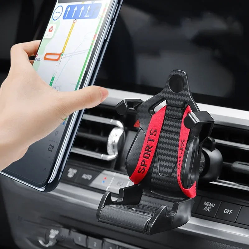 Soporte de teléfono para coche con patrón de fibra de carbono 360, soporte de GPS para diferentes modelos de teléfono, herramientas universales de ventilación de aire, Ne