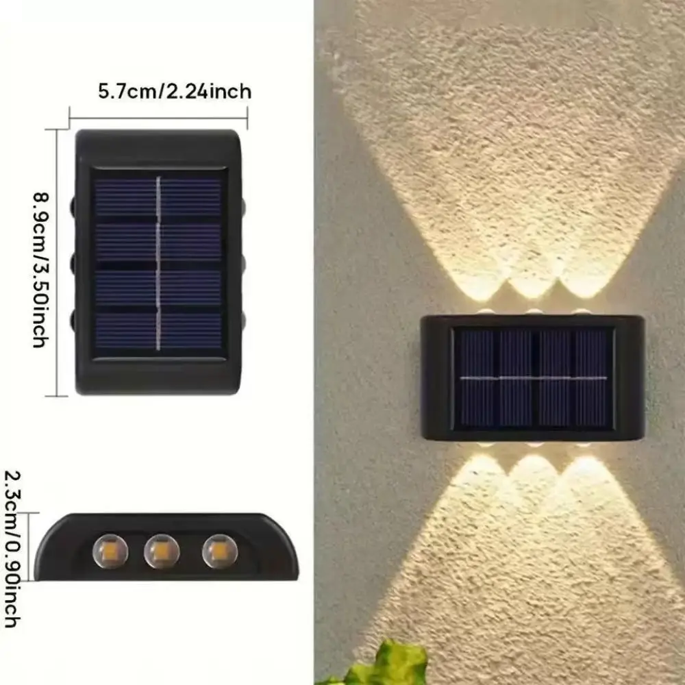 2Pcs 6 LED 구슬 태양광 벽 조명 태양열 에너지 절약 LED 야외 램프 방수 디자인 내후성