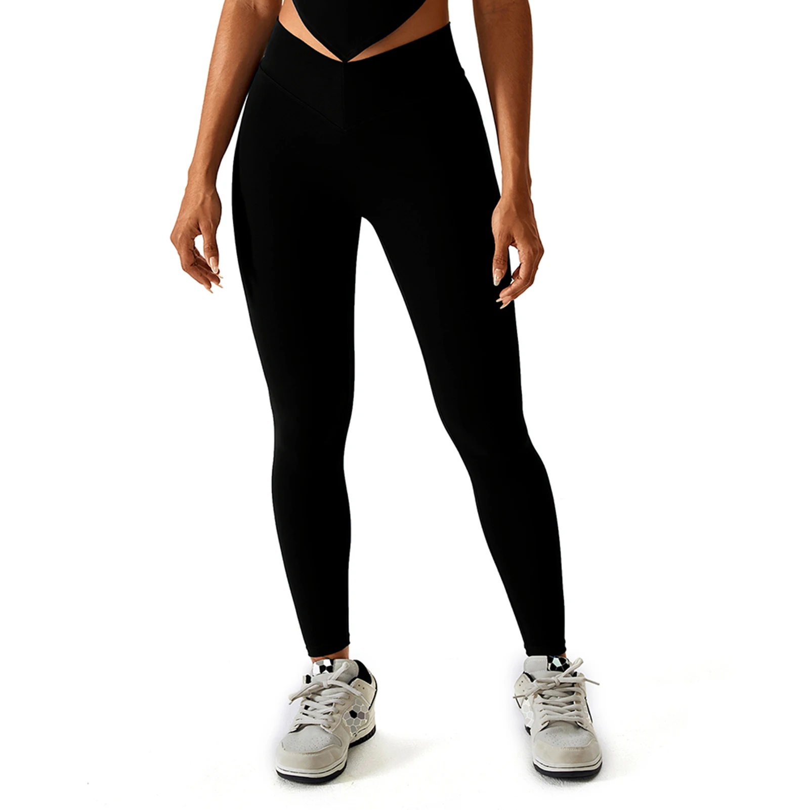 Solid-Color V-Shaped Waistbands Hip Lift Leggings Soft Comfortable Running Pants For Shopping Travel