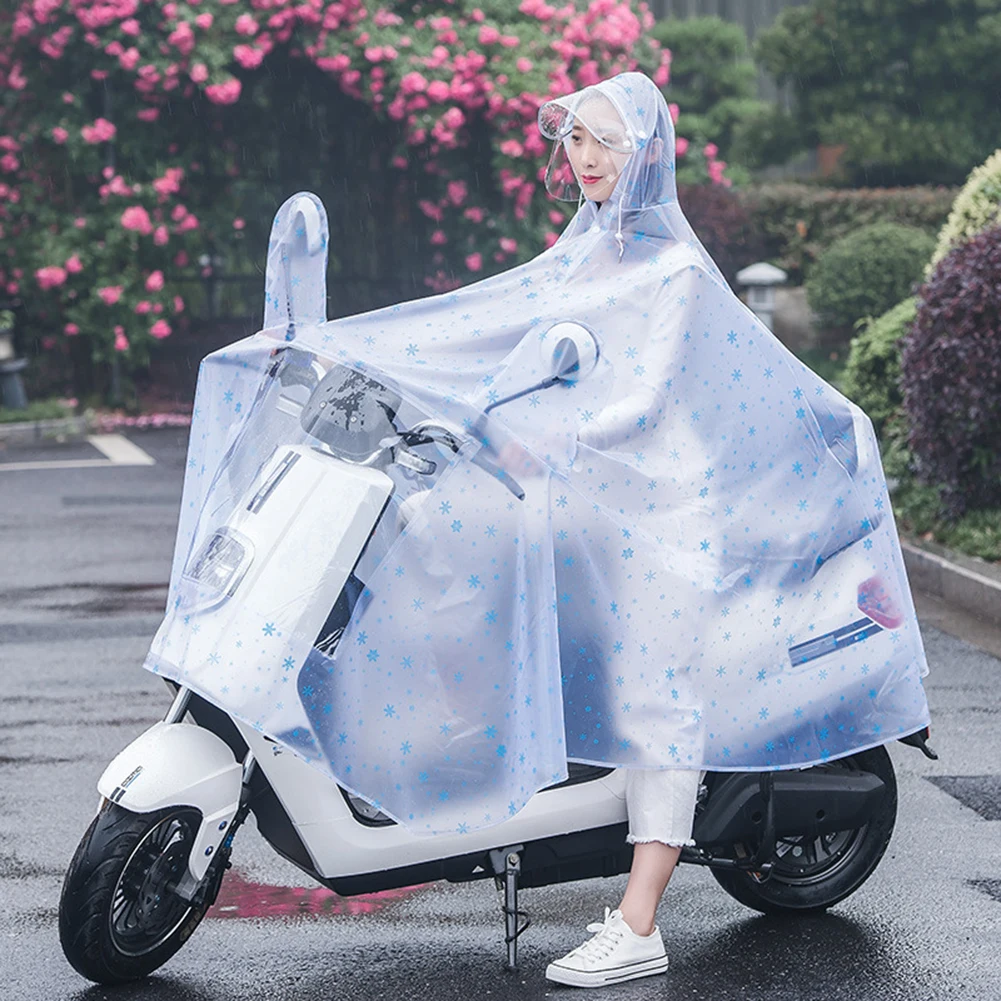 Windproof Raincoat For Electric Bike Motorcycle EVA Double Brim Covering Face Riding Poncho Motorcycle Raincoat For 1/2 People