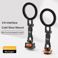 VRIG Magnetic Cold Shoe Mount Phone Holder W 1/4 Phone Tripod Mount for MagSafe iPhone 16 15 14 Samsung Camera Mic Light Monitor