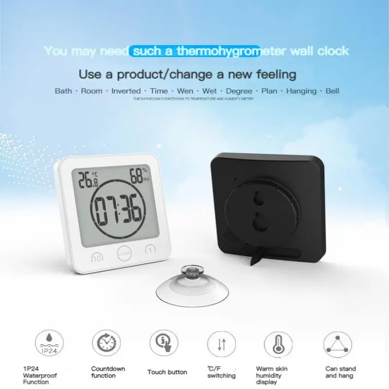 fancy wall clock LCD Bathroom Wall Clock Shower Clocks Timer Digital Waterproof Water Splashes  Temperature Humidity Kitchen Washroom Time wall clocks for sale