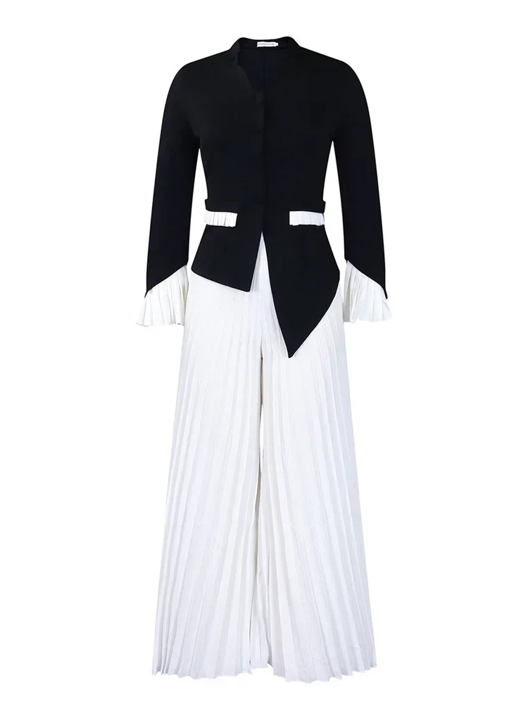 Wmstar Pant Sets Women Long Sleeve 2 Piece Sets Woman Outfit Office Lady Pleaped Matching Spring Clothes Wholesale Dropshpping