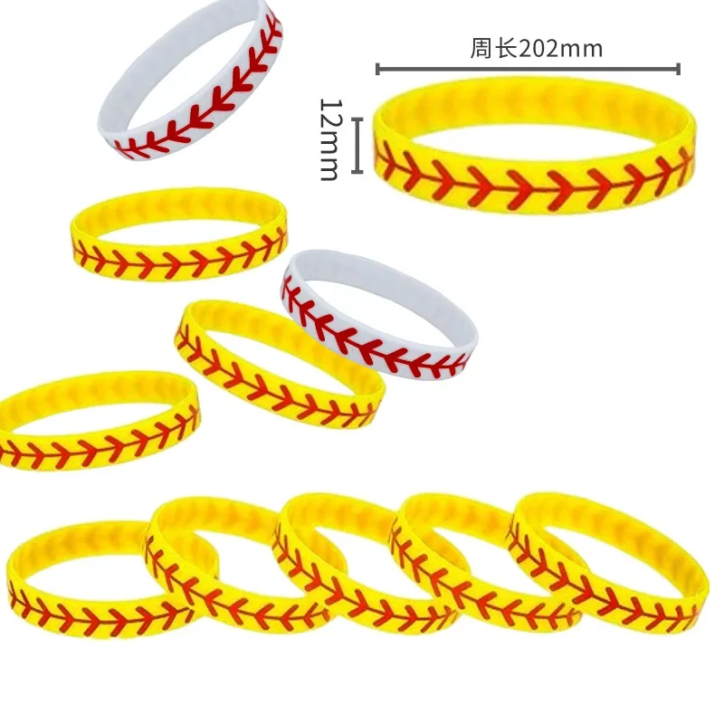 20PCS Softball Silicone Bracelet Sports Rubber Band Men Women Silicone Baseball Sports Bracelets Fashion Accessories