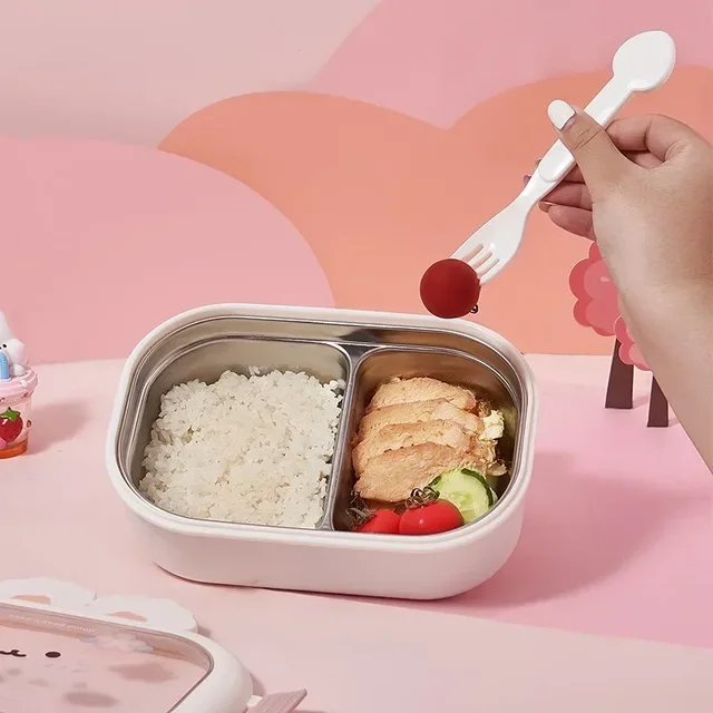 Boîte à déjeuner en forme de lapin mignon, boîte à Bento en acier inoxydable pour enfants et écoliers, boîte à repas scellée, conteneurs alimentaires portables anti-fuite 4