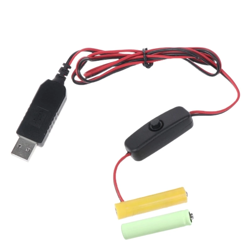 USB 3V(2x1.5V) LR03 AAA 더미 배터리 제거기 케이블(LED 조명용 스위치 포함)