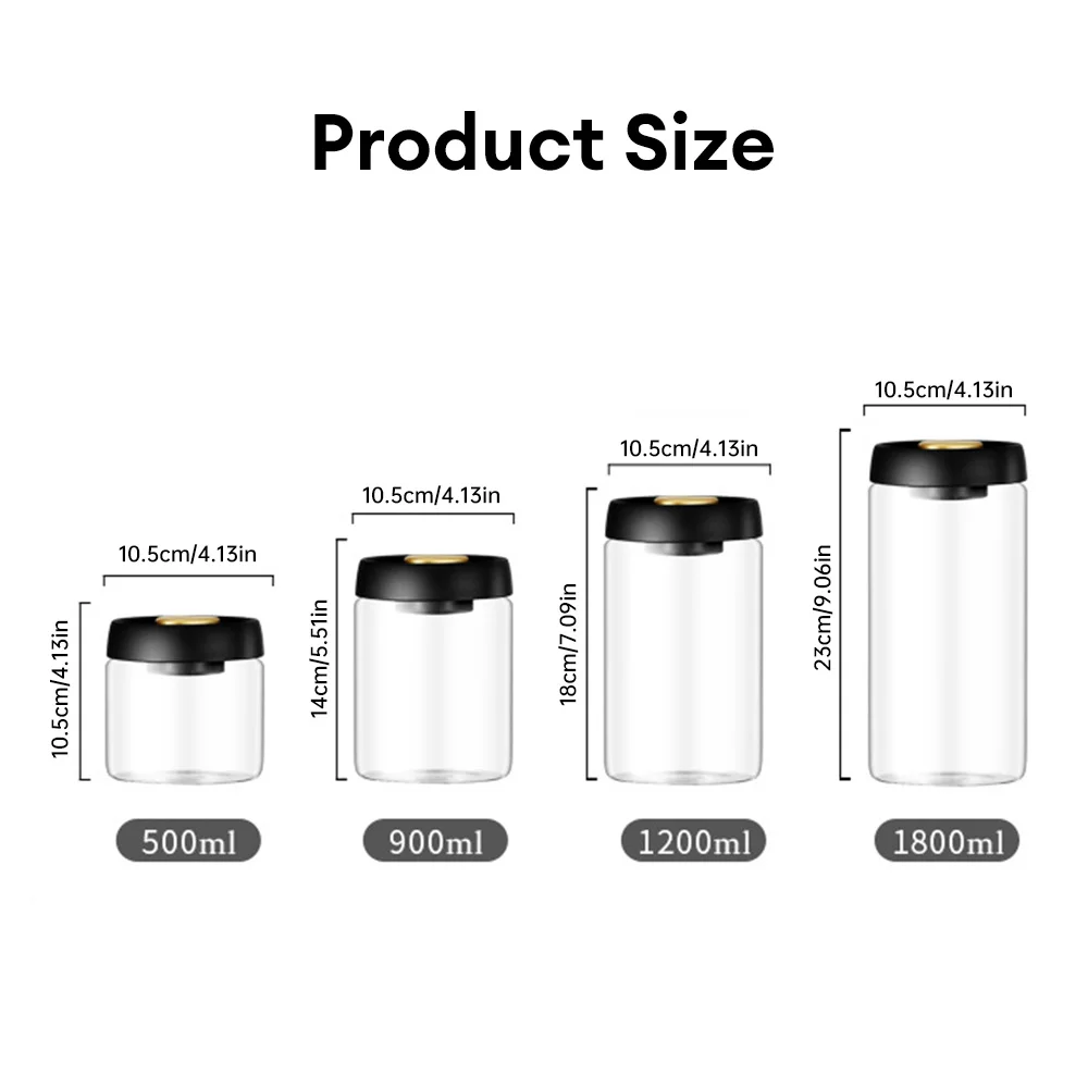 Storage Box, Storage Jar, Storage Tank, Storage Sets, Household Storage Sets, Coffee Beans Vacuum Sealed Tank Glass Food Storage Tank Household Moisture-proof Air Extraction Tea Storage Push-type Hot