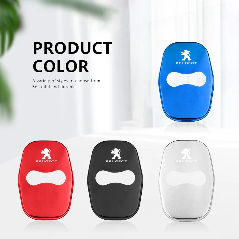 Car Styling Door Lock Cover Stainless Steel Accessories Peugeot 408 4008 308 3008 Rifter 5008 508 2008 208 301 RCZ 4PCS car door handle stickers