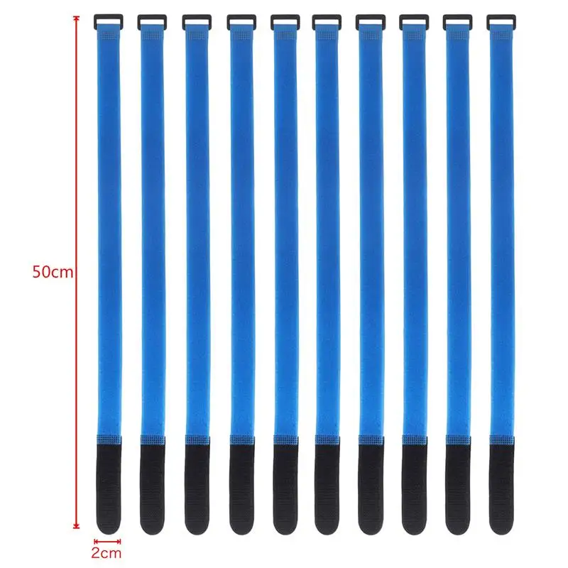 10-Pack Reusable Colored Nylon Hook and Loop Cable Ties