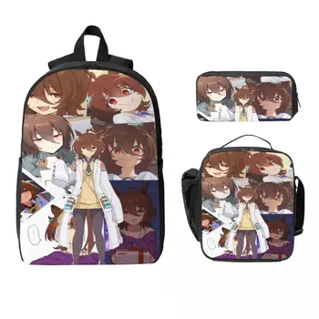 3Pcs Umamusume Pretty Derby Backpack Set for Children Pencil Boxes Bookbag Sets with Lunch Box For School Students Daypack 1