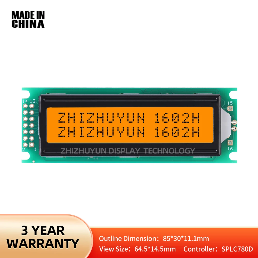 14PIN Dual Row Module 1602H Character Dot Matrix Screen Orange Light Black Characters Lcd1602 LCD Screen 16*2 Module display module,lcd display module