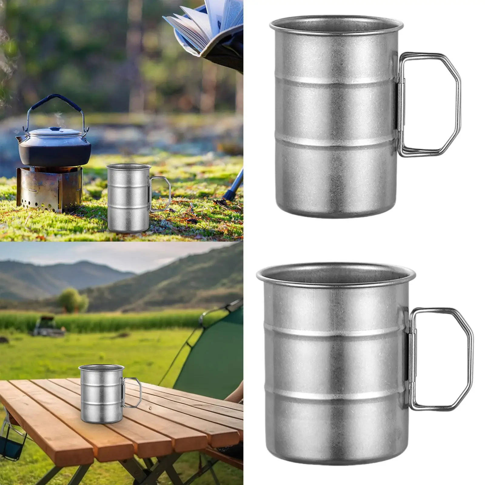 Drinking Cup with Folding Handle Camping Cup for Hunting Fishing Backpacking