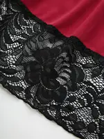 ROSEGAL Plus Size Skirts Women High Elastic Waist Gothic Floral Lace Trim Lace-up Cinched Two Tone Patchwork A Line Skirt - Image 5