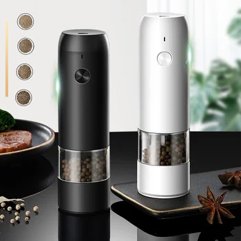 전기 자동 소금 후추 그라인더, USB 충전 향신료 그라인더, LED 조절 가능한 향신료 그라인더, 조미료 병