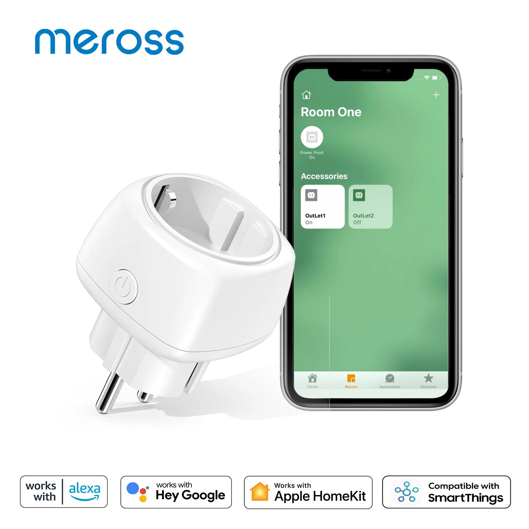 

Meross умная Wi-Fi розетка 10 А электрическая розетка с функцией таймера поддержка HomeKit Alexa Google ассистент умные вещи