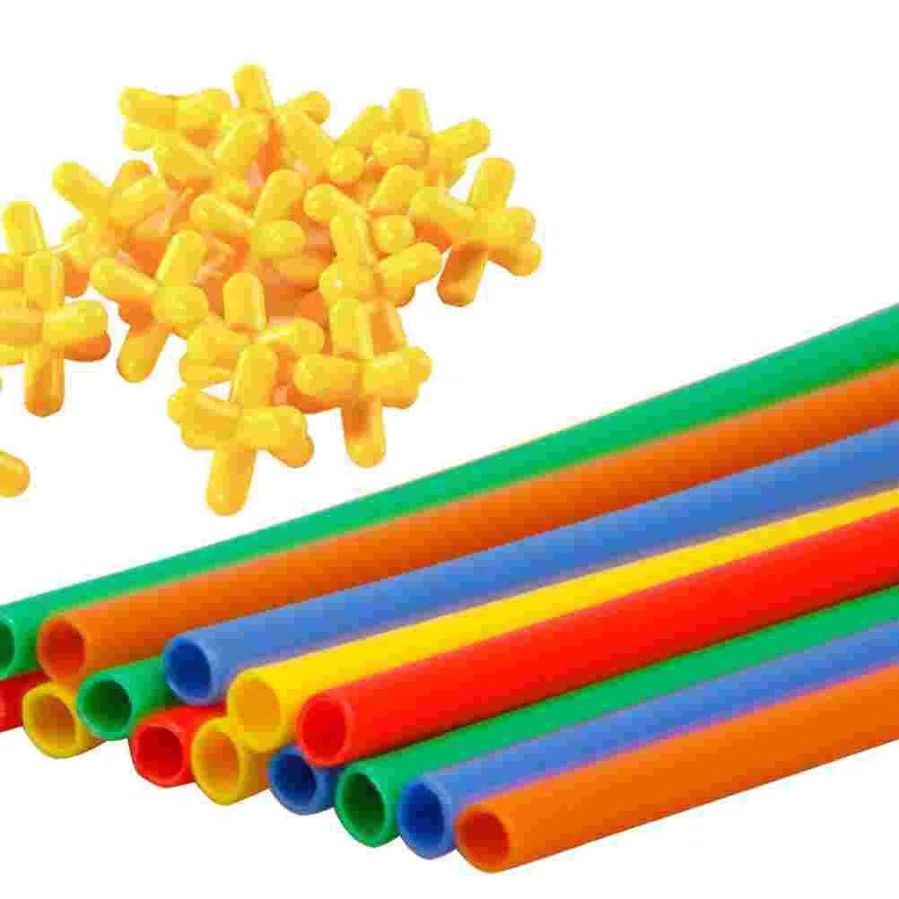 204 Pcs Straw Assembling Blocks Childrens Toys Puzzle Drinking Kids Building Playing Children&rsquo;s