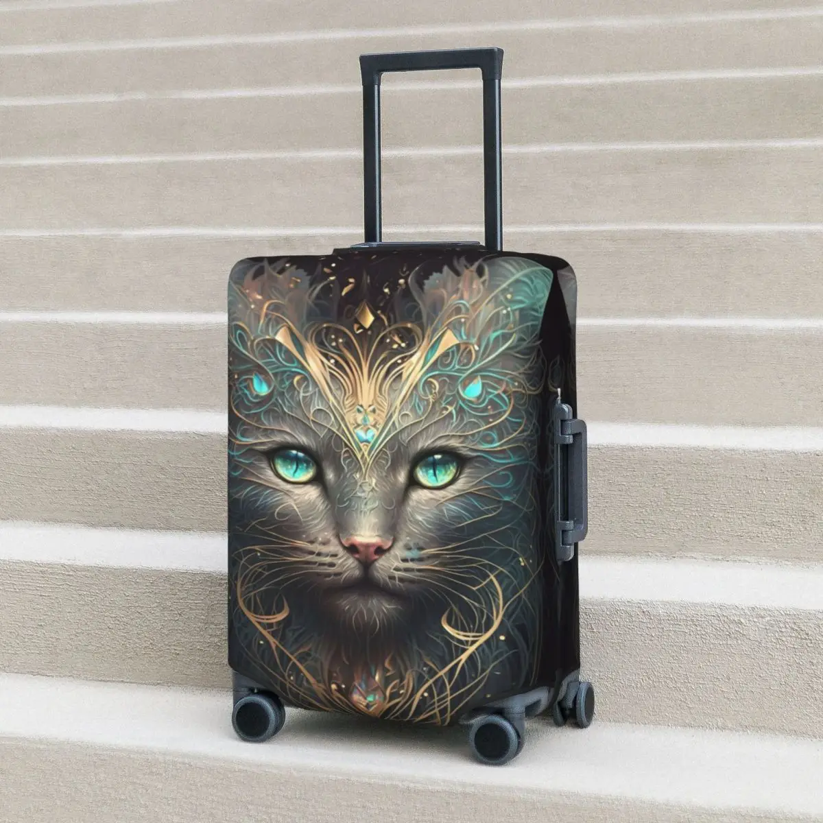 

Luxury Cat Suitcase Cover abstract animal art Cruise Trip Protection Flight Useful Luggage Case