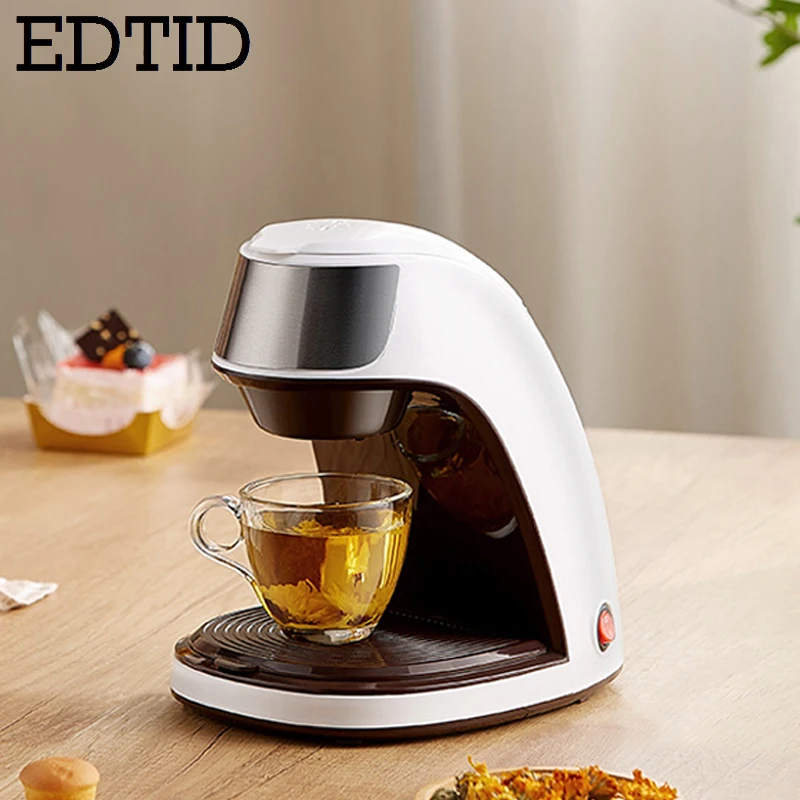 Household Mini Electric Drip Coffee Maker Semi-automatic Brewing Tea Pot American Coffee Machine Espresso One Cup 220V EDTID