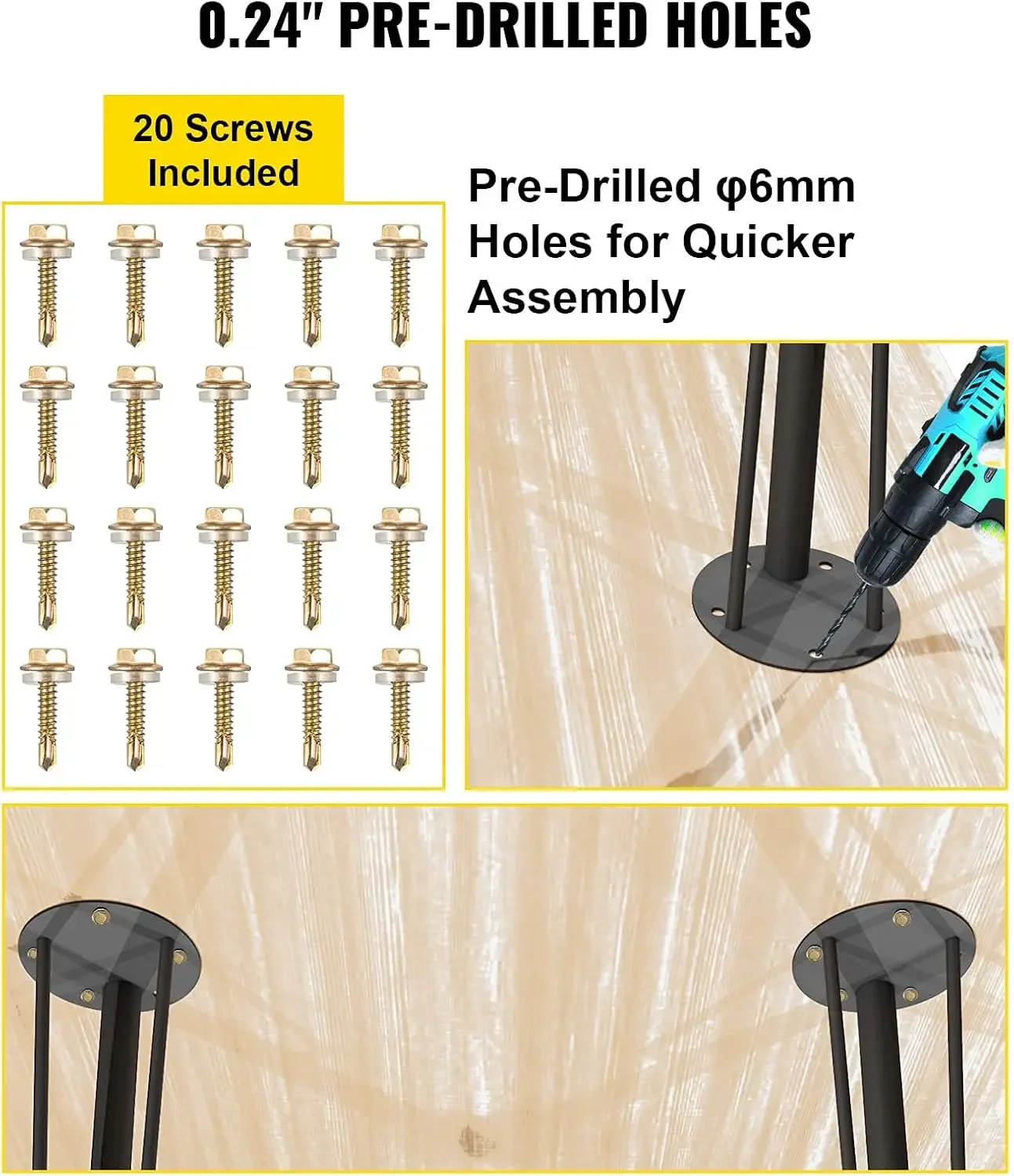 Hairpin Metal Table Legs 28 Inch Desk Legs Set of 4 Heavy Duty Bench  3-Rod Metal Furniture  Wrought Iron Coffee Table 6