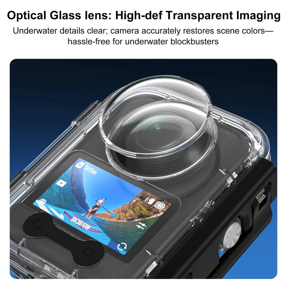 Gernie Waterproof Case For Osmo Action 4 Action 3, 60M/196FT Underwater Protective Dive Housing Case With 2 Cold Shoe Mount Adapter And 3 Filters, Divie Housing Accessories Kit