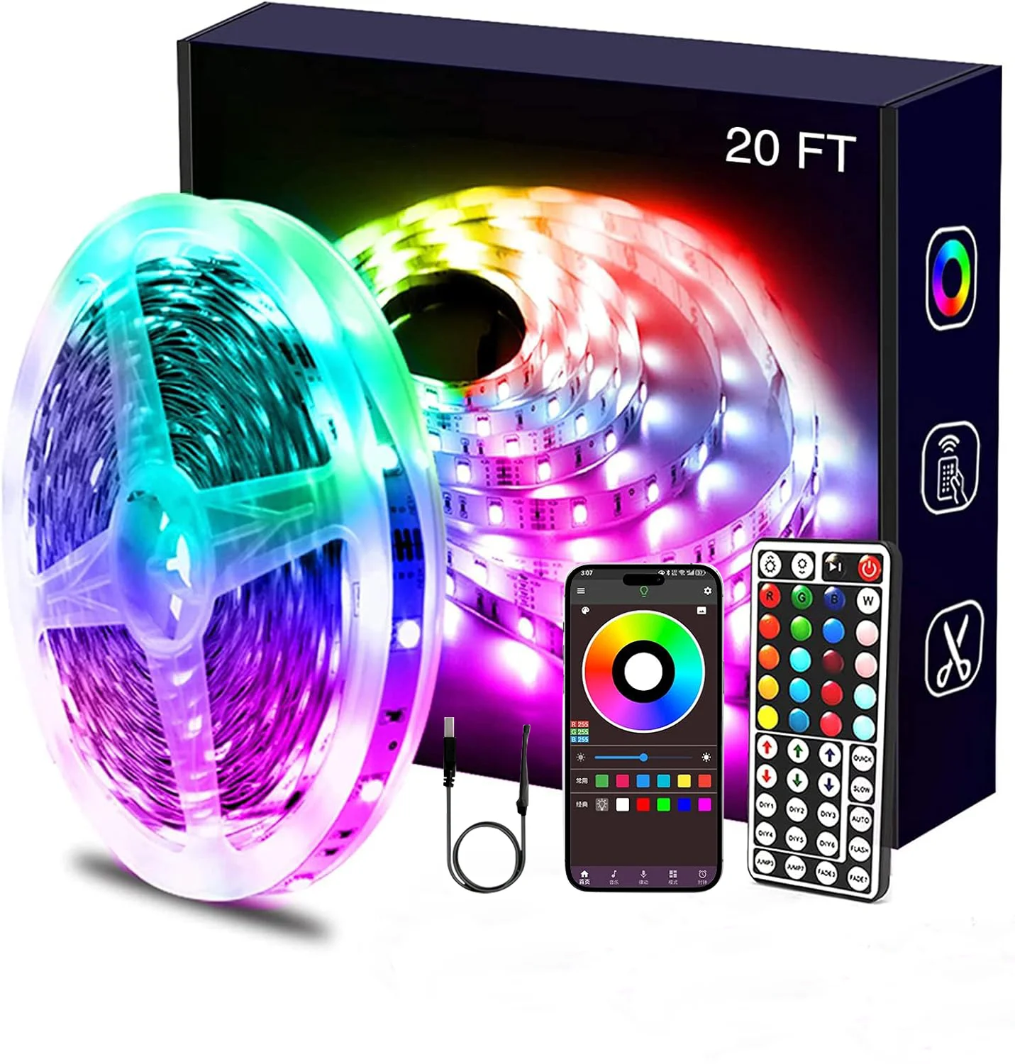 รูปสินค้า ไฟ LED อัจฉริยะ ซิงค์เพลง 5V RGB ตกแต่งบ้าน งานปาร์ตี้