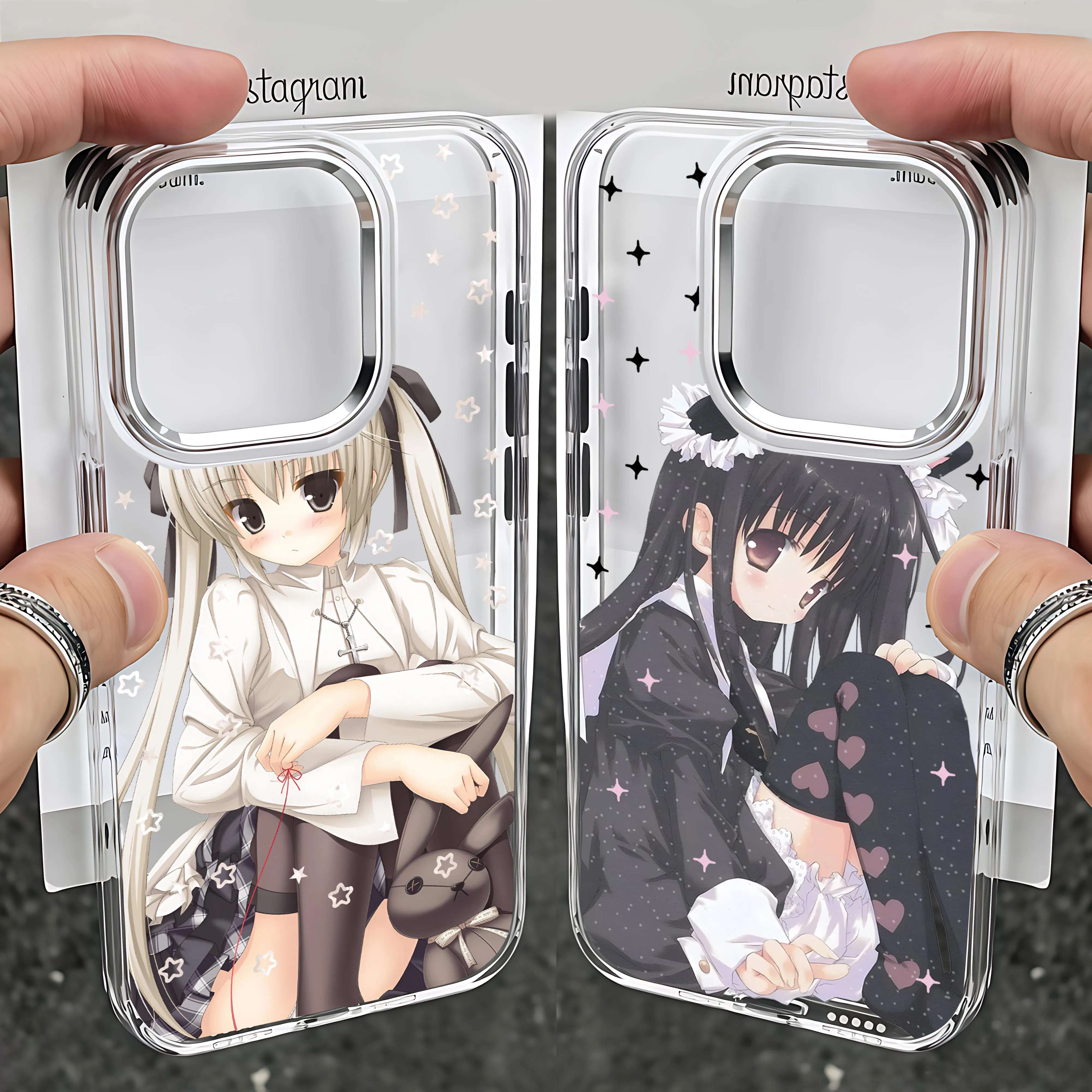 Transparent Soft Phone Case with Anime Cute Maid Girl Design