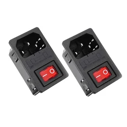 IEC320 C14 Electrical Socket with LED Rocker Switch and 10A Fuse (2pcs)