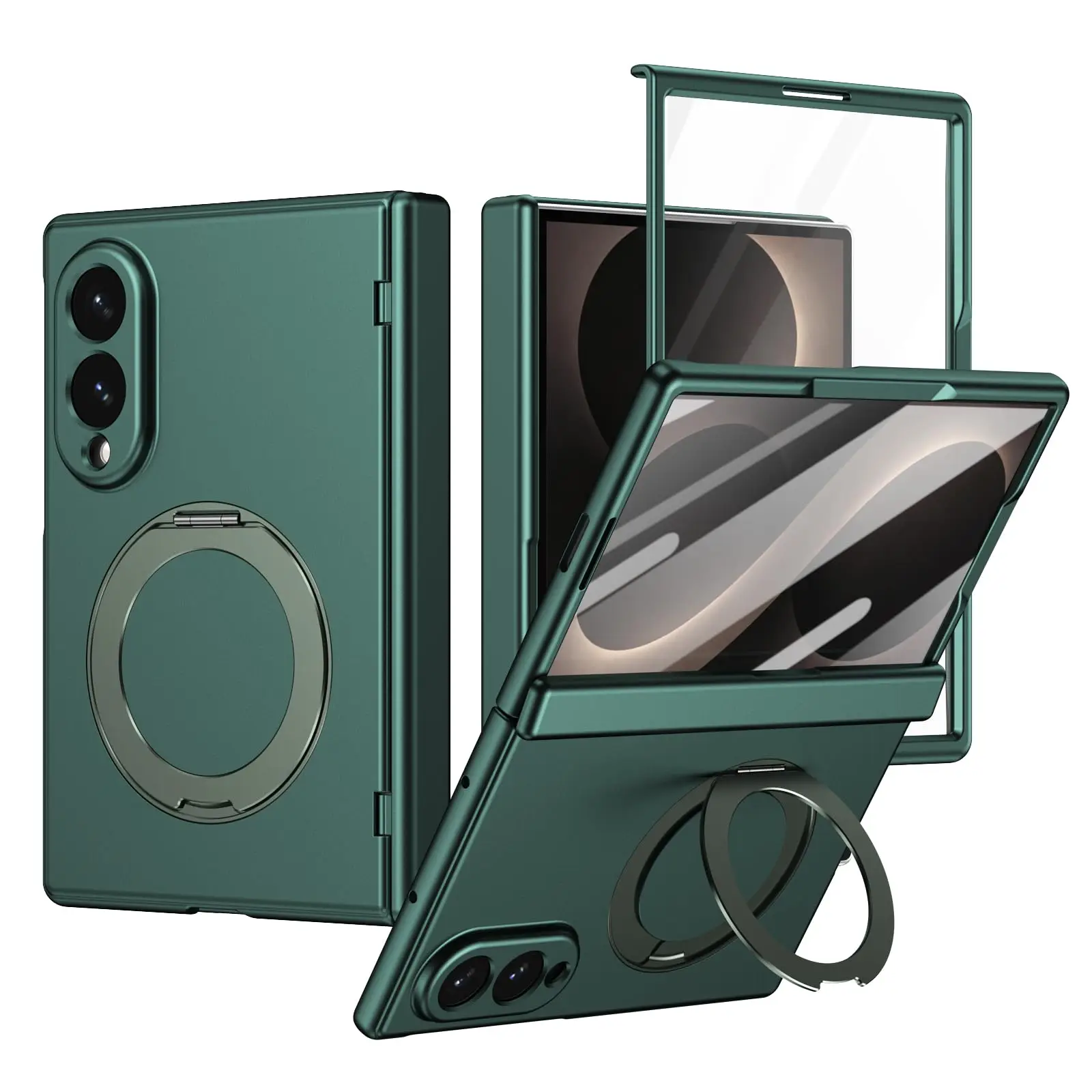 Premium Foldable Phone Case with Screen Protector - Hinge Protection & Hidden Kickstand, Shockproof Magnetic Design