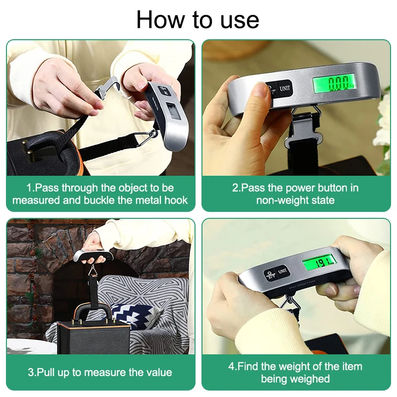 pack all 110 Lbs Luggage Scale, Digital Handheld Luggage Scale, Baggage  Scale, Travel Weight Scale for Luggage with Backlit LCD Display, Battery