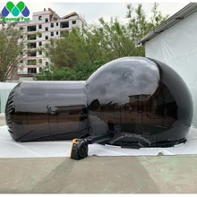 

Beautiful 6m Inflatable Bubble Tent With Tunnel Black Transparent Clear Dome Hotel For Outdoor Camping Free Air Blower