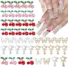 40 Pcs Alloy Nail Gems Charms, Silver Gold 3D Butterfly Dangle Star Nail Rhinestones Charms Pink Red Cherry Shiny Diamond Nail 1