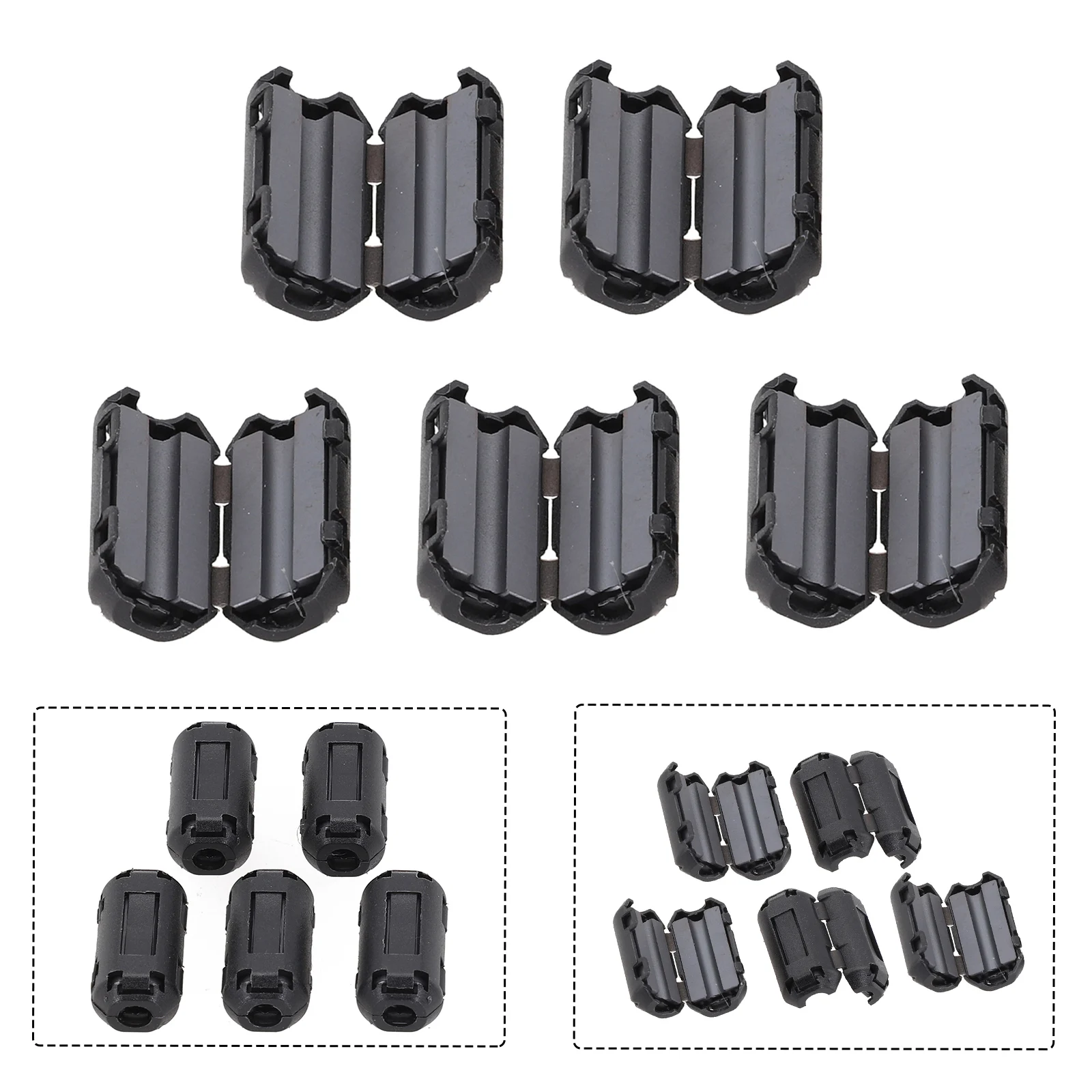 5Pcs 3.5/5/7mm Toroidal Core Ferrite Bead Clip Choke RFI Noise Filter Clip Noise Suppressor Filter Ring Wiring Cable Clamp Tools