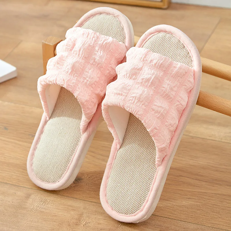Casual Slippers Women Home Designer Shoes Girls Flats Trend Four Seasons Cotton Hemp Fashion Indoor Platform Slipper Open Toe