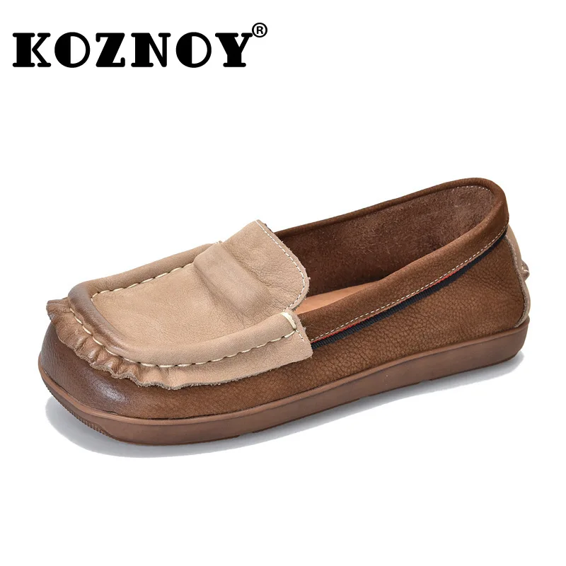 

Koznoy 2cm 2024 Ethnic Summer Cow Suede Soft Flats Genuine Leather Autumn Loafer Comfy Women Spring Slip on Ladies Leisure Shoes