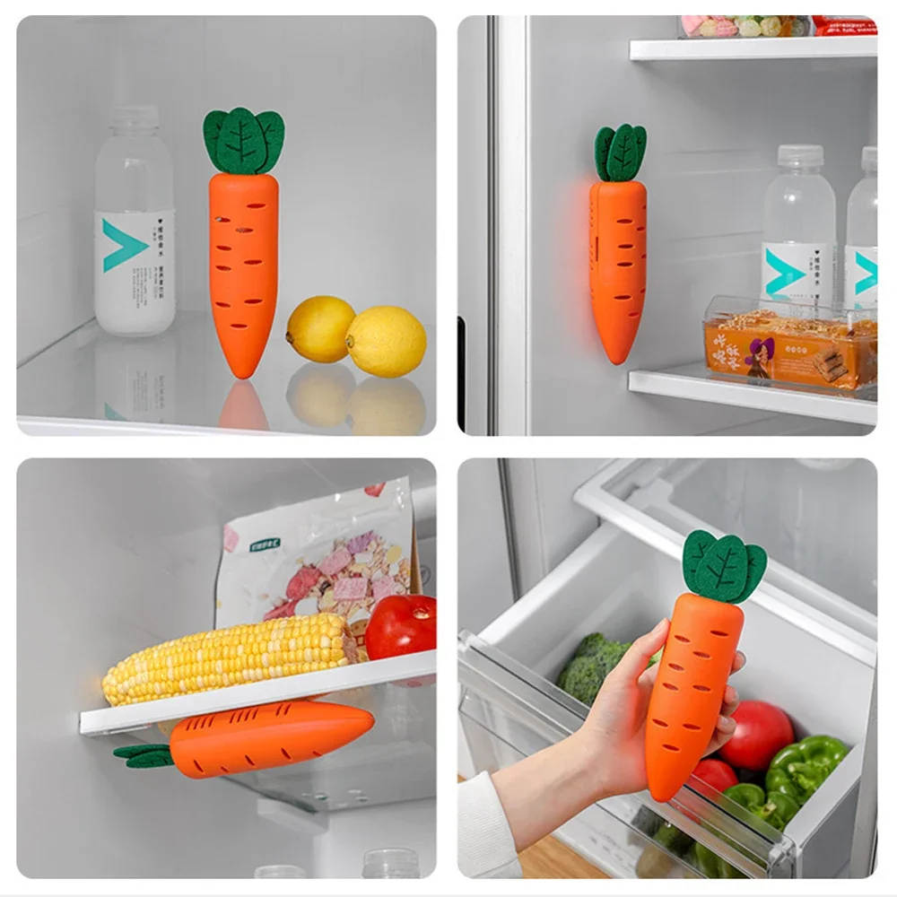 Refrigerator Deodorant Box Creative Carrot Wall-mounted Freezer Activated Carbon Bamboo Purification Charcoal Bag Home Freshener