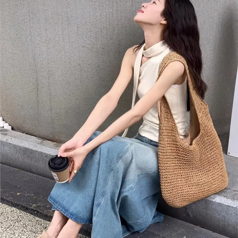 JIAERDI Beach Vacation Woven Shoulder Bags Purse Women Summer Large Capacity Tote Bag Female Holiday Harajuku Straw Handbag 2025