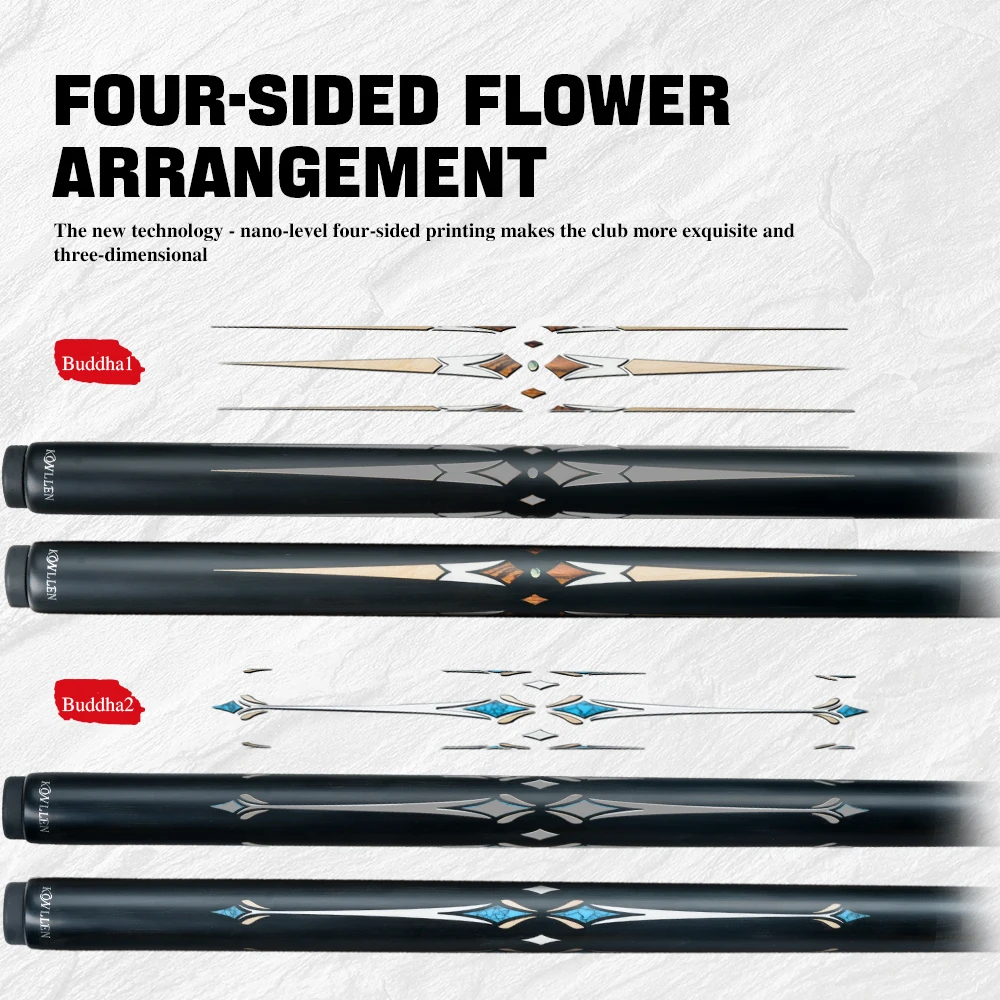 KONLLEN Snooker One Piece Cue 10.2mm Inlay Carbon Fiber Snooker Cue Stick Black Technology Billiard with Extension and Case