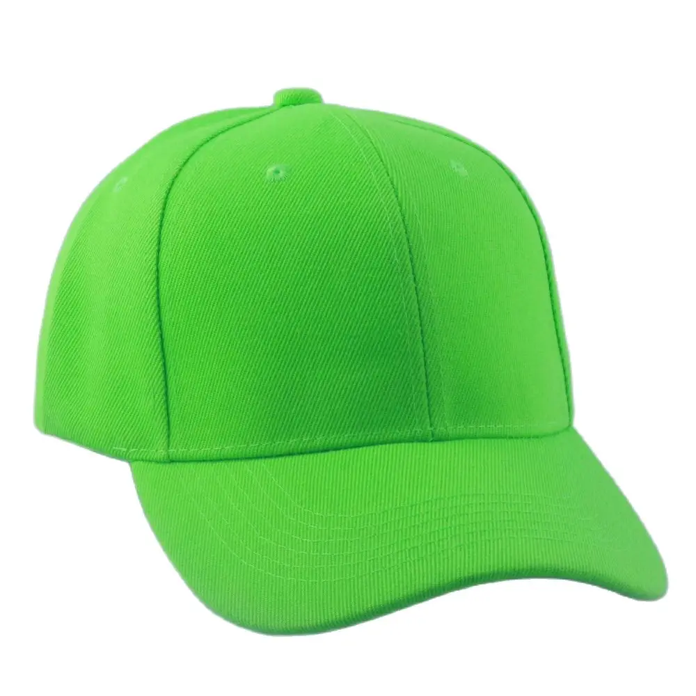 Bright Yellow Green Plain Twill Baseball Cap Blank Casual Hat for Women Men Lime Orange 6 Panel Cap Pre-Curved Visor 6