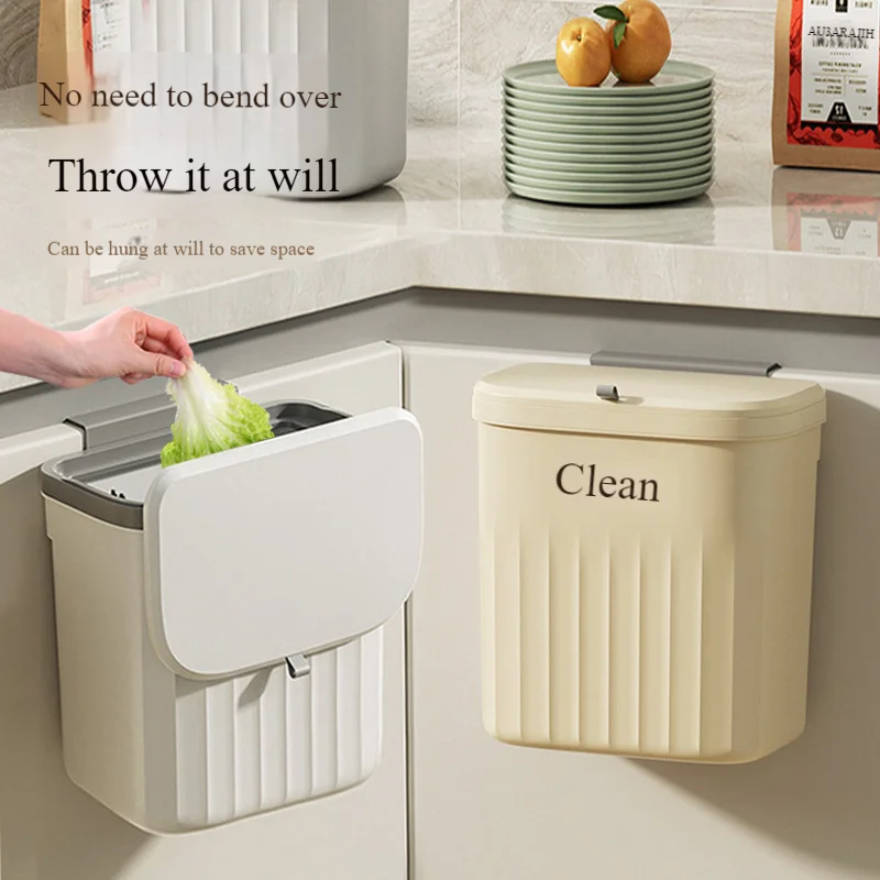 Hanging Trash Can 8.5/12L For Kitchen Cabinet Door Wall Mounted Recycling Garbage Basket with Lid Bathroom Kitchen Accessories