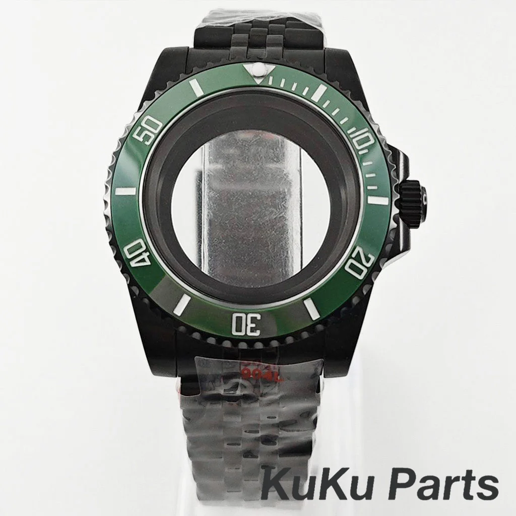 Black Purple GMT Bezel Watch Case with PVD Black Jubilee Bracelet and Sapphire Crystal