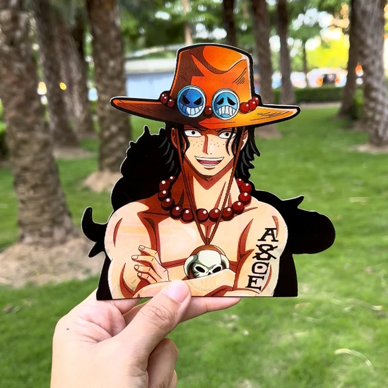 Portgas·D· Ace Motion Car Sticker ONE PIECE Anime Peeker Sticker Waterproof  Decal for Suitcase,Laptop, Refrigerator,Etc Toy Gift