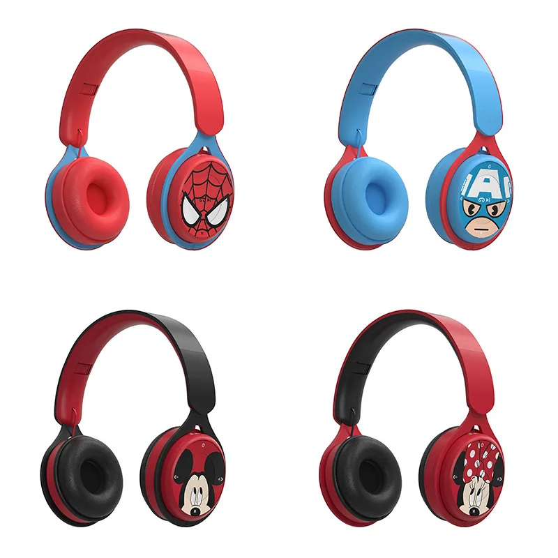 Disney Marvel Wireless Bluetooth Headphones Y08 HIFI Surround Sound Foldable Laptop Headsets with Mic for Children Anime Cartoon