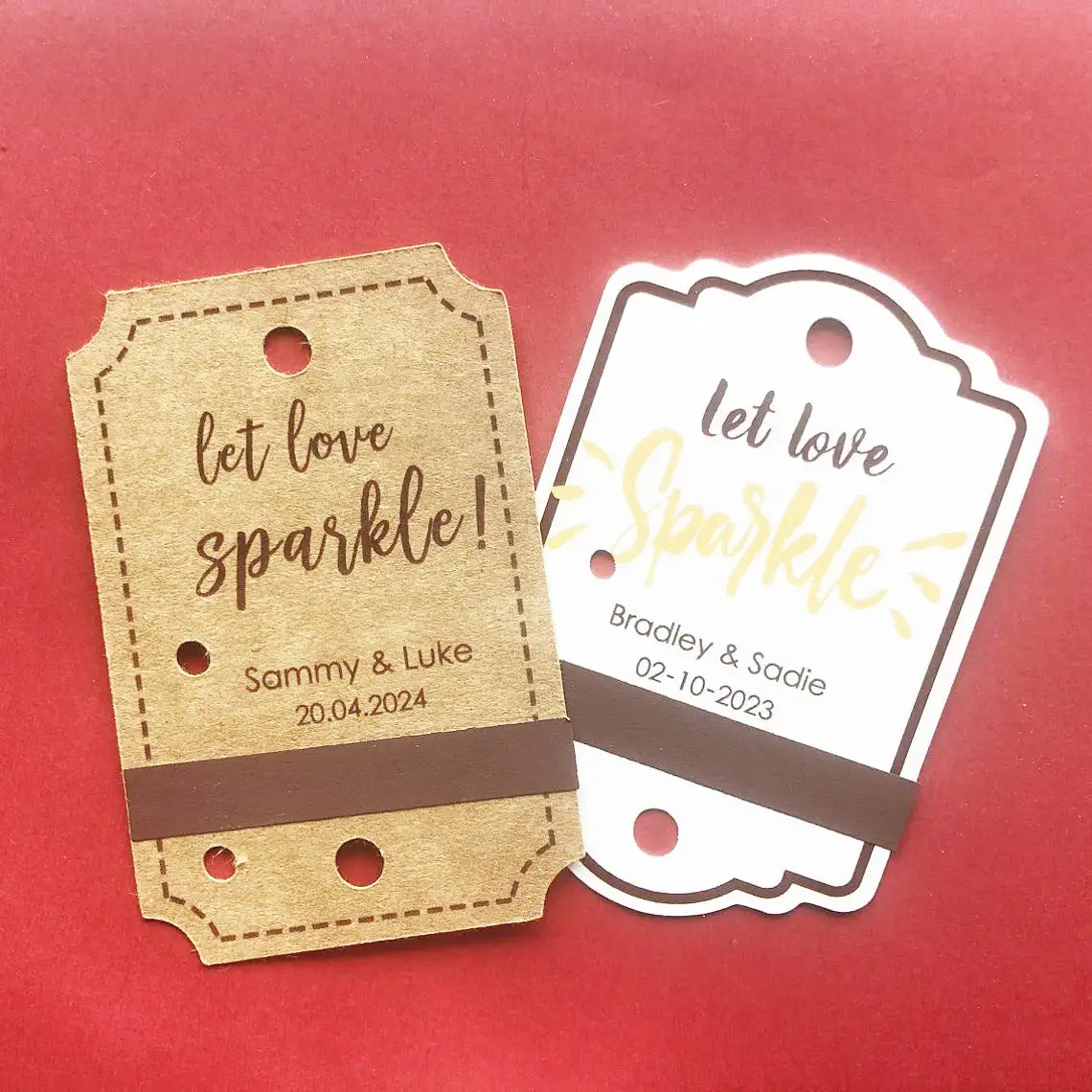 Let love sparkle! Sparkler Tags, Personalized Wedding Tags (striker strip included!) for your sparklers, Custom Printing